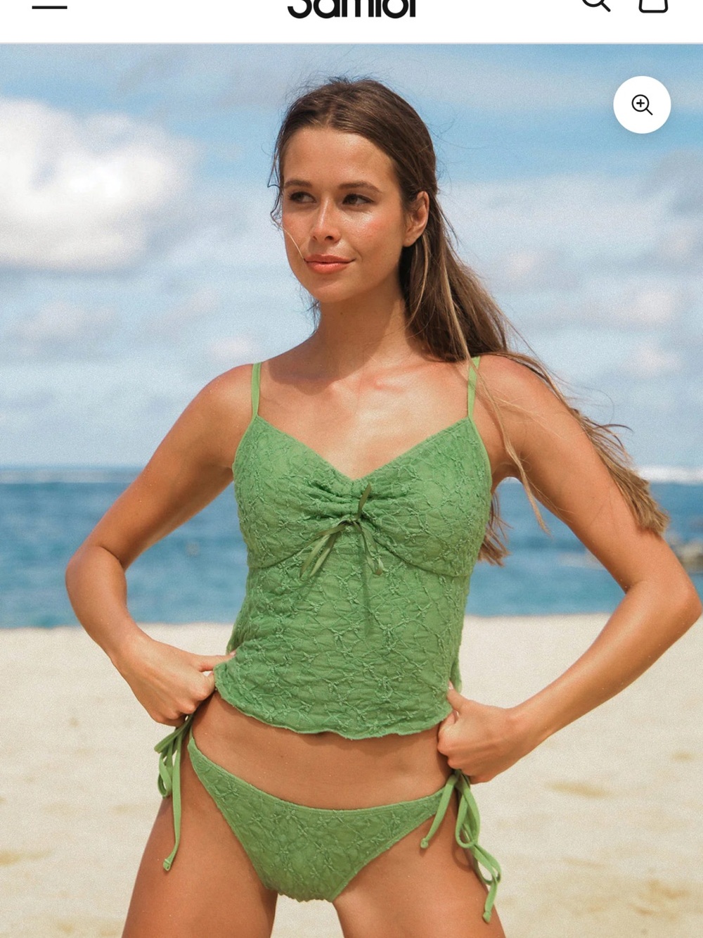 Green Lace Two-Piece Tankini Set